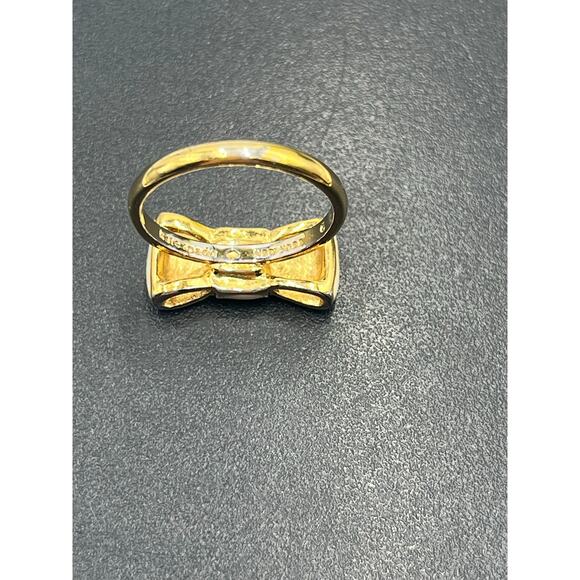Kate Spade New York Take A Bow Cream Enamel Gold Plated Ring Sz 6.5 - Picture 6 of 10